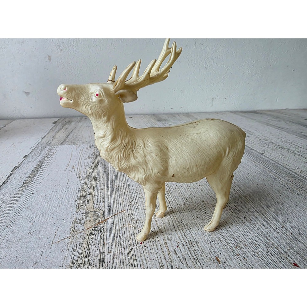 Vintage Japan reindeer plastic blow mold village deer Xmas tree figurine